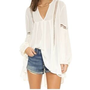 Free People Rayon White Boho Tunic.